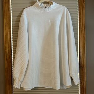 Elegant White Ruffled Women's Top